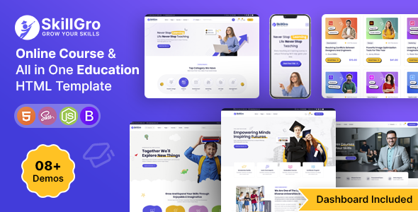 SkillGro – Online Courses & Education Template